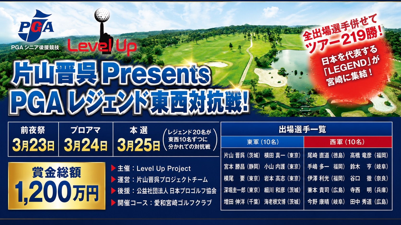 片山晋呉Presents PGAレジェンド東西対抗戦 開催